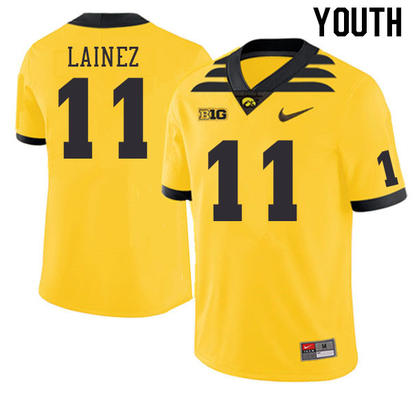 Youth #11 Marco Lainez Iowa Hawkeyes College Football Jerseys Stitched Sale-Gold